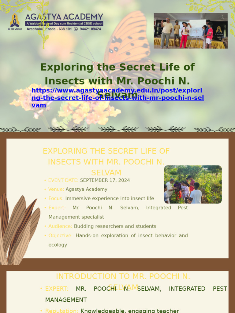 Exploring The Secret Life of Insects With Mr. Poochi N. Selvam | PDF ...