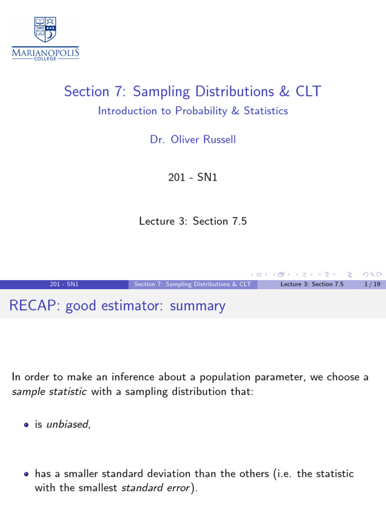 SN1_S07_L03 | PDF | Standard Deviation | Applied Mathematics