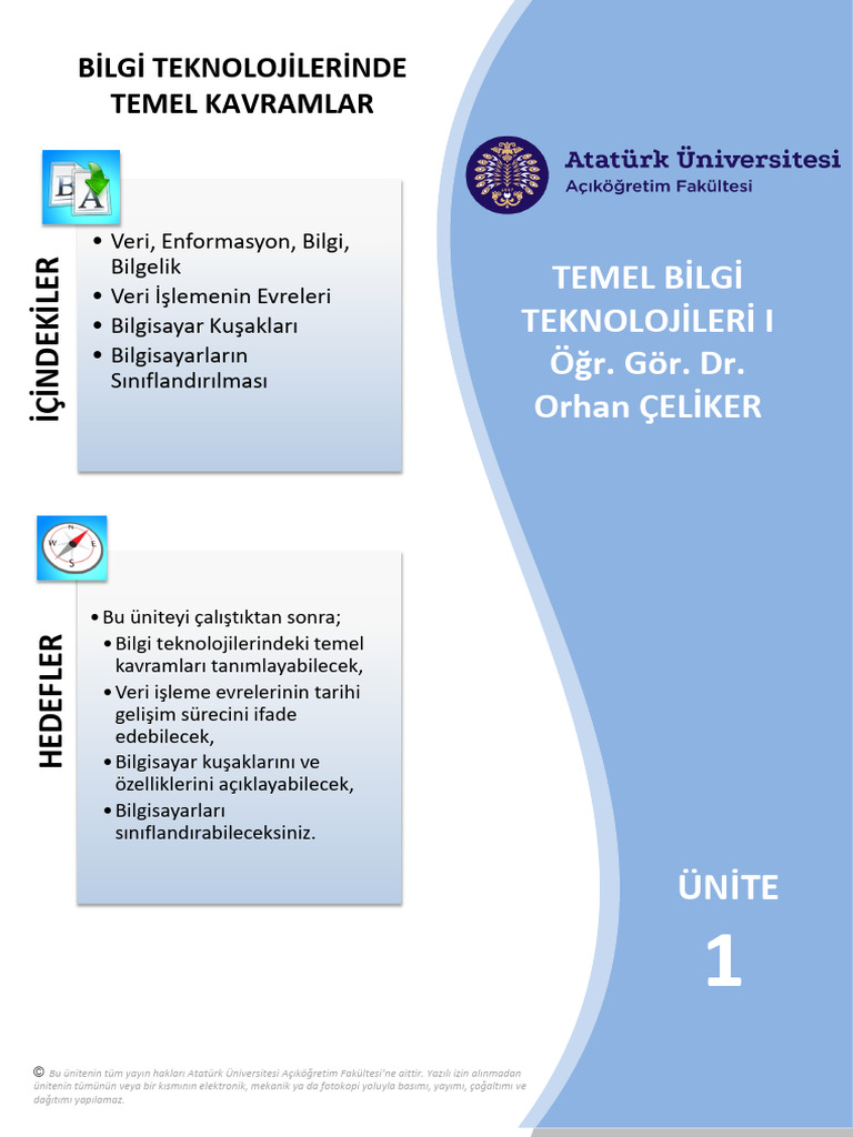 Bi̇lgi̇ Teknoloji̇leri̇nde Temel Kavramlar | PDF