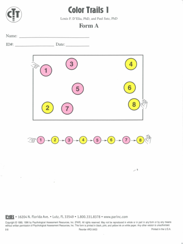 Colour Trails 1 - Record Form | PDF