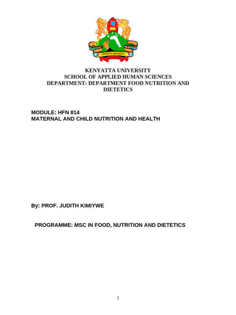 HFN 814 Maternal and Child Nutrition and Health | PDF | Breast Milk ...