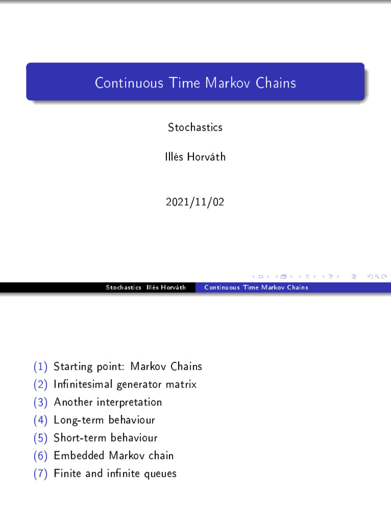 08 - Continuous Time Markov Chains | PDF | Markov Chain | Stochastic ...