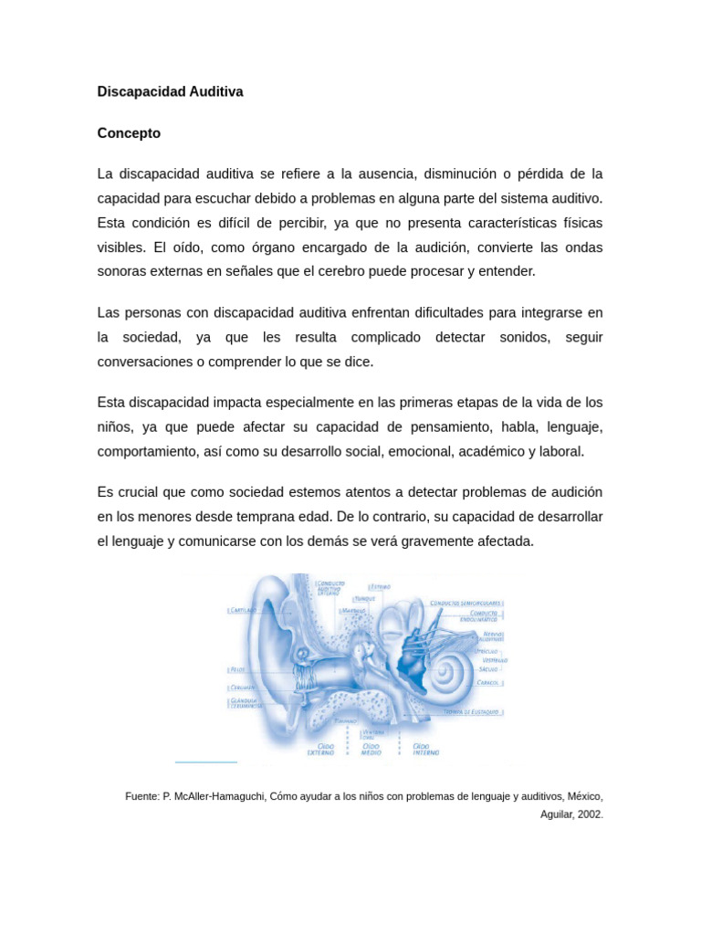 Conceptos y causas de la discapacidad auditiva | PDF | Comunicación | Oído