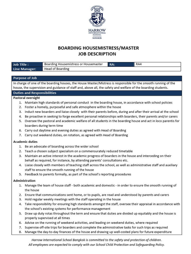 Job Description 1318 | PDF | Boarding School