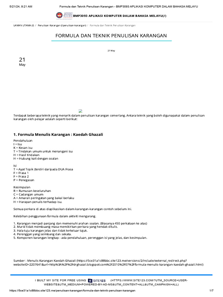 Formula Dan Teknik Penulisan Karangan | PDF