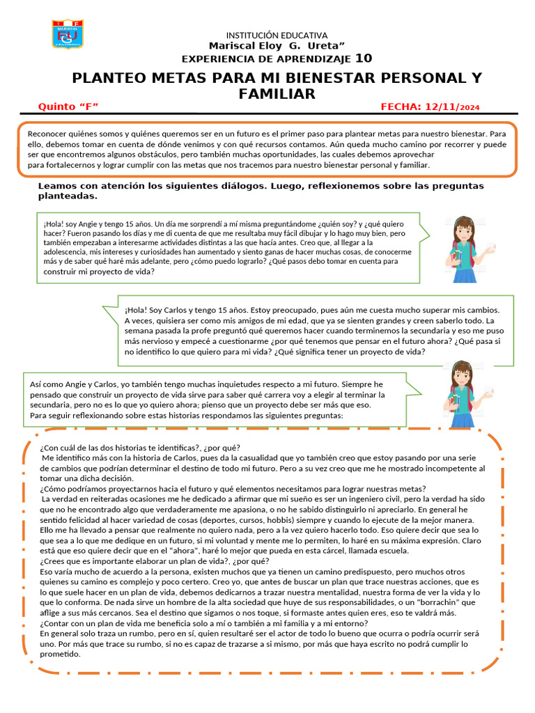 Proyecto de Vida Tutoría - Samuel Chipana 5to F | PDF | Verdad | Toma ...