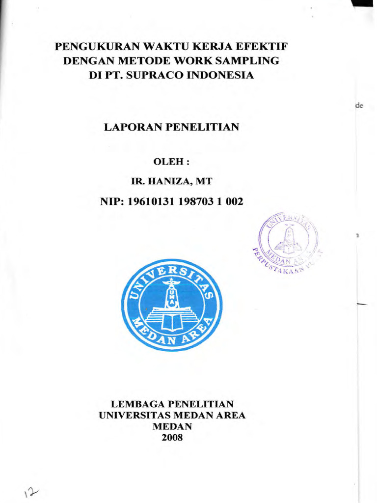 Laporan Penelitian - Haniza - Pengukuran Waktu Kerja Efektif Dengan ...