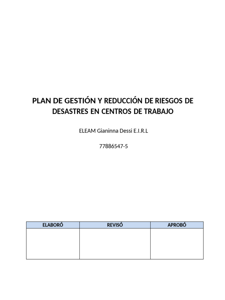 Gestión de Riesgos en Centros de Trabajo | PDF | Desastres naturales ...