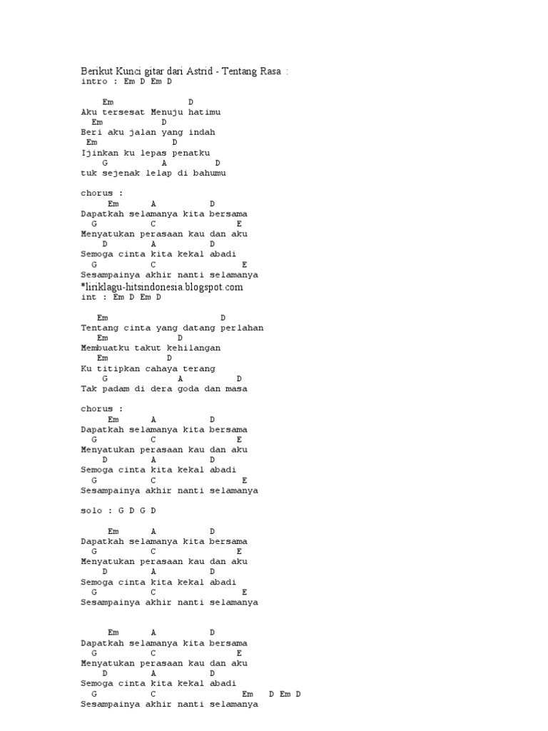 Berikut Kunci Gitar Dari Astrid Pdf