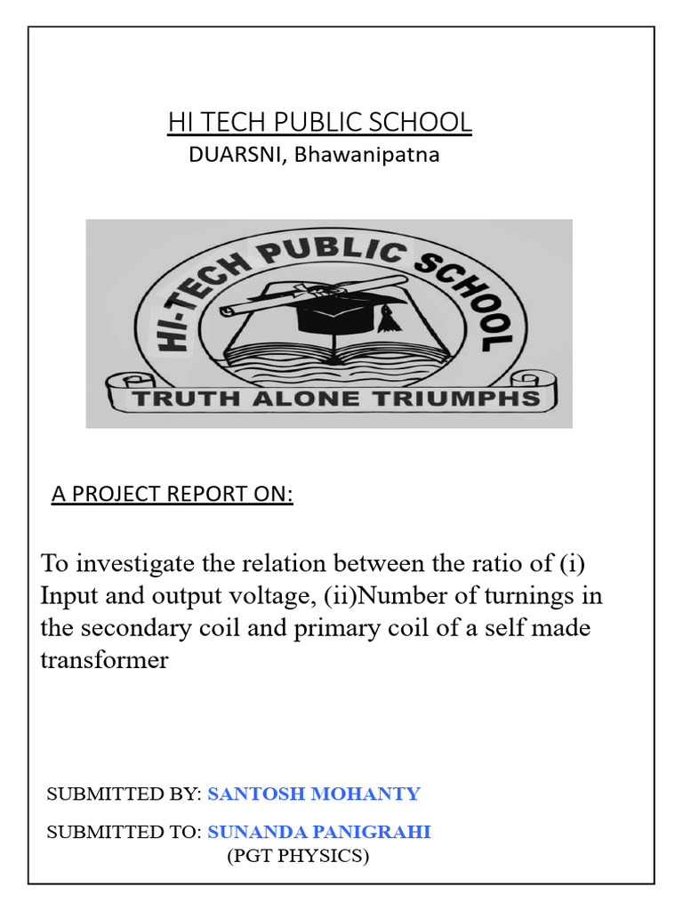 Class 12 Transformer Project Report | PDF | Transformer | Inductor