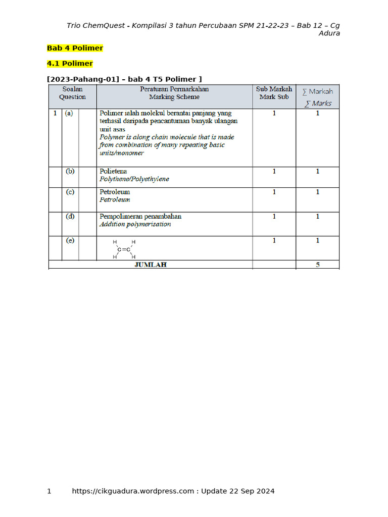 Jawapan Bab 12 Trio Trial | PDF