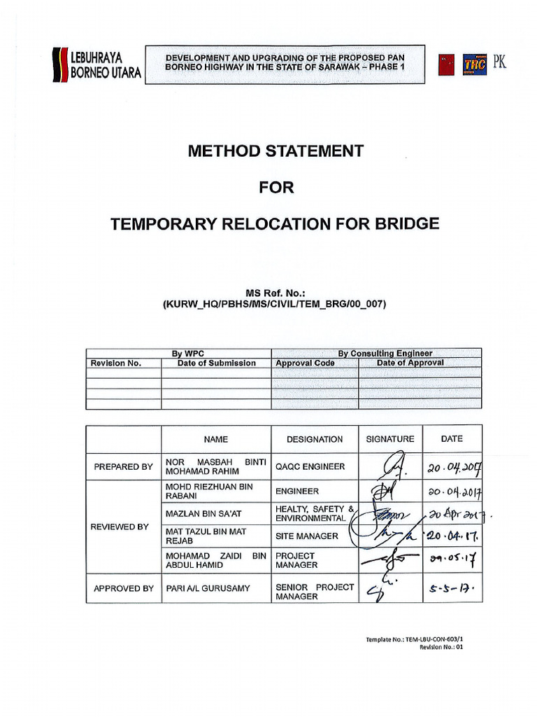 MS Water-Tem Relocation For Bridge | PDF