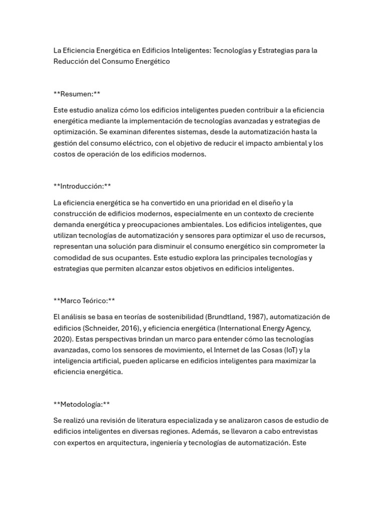 Eficiencia Energética en Edificios Inteligentes | PDF | Uso eficiente ...