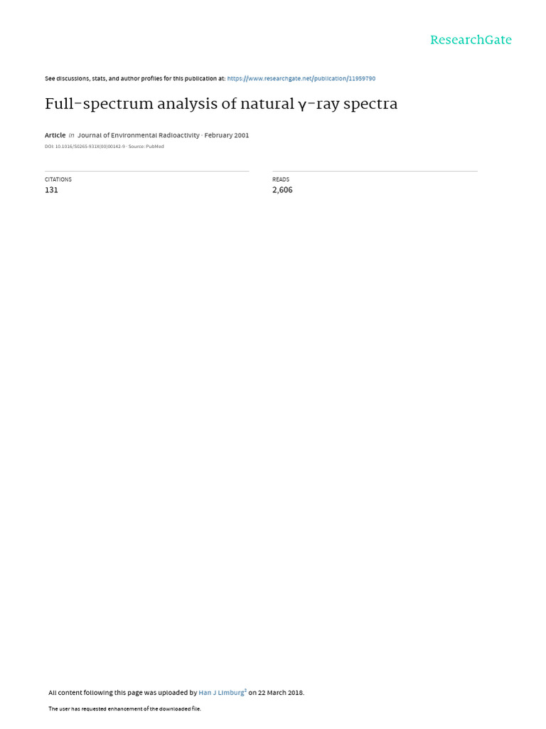 Full-Spectrum Analysis of Natural γ-Rays | PDF | Spectral Density ...