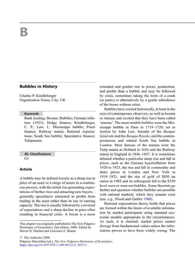 Bubbles in History: Article | PDF | Economic Bubble | Market (Economics)