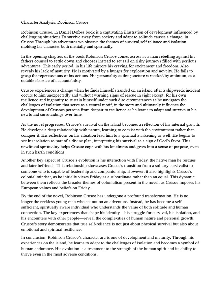 Robinson Crusoe Pdf Robinson Crusoe Psychological Resilience
