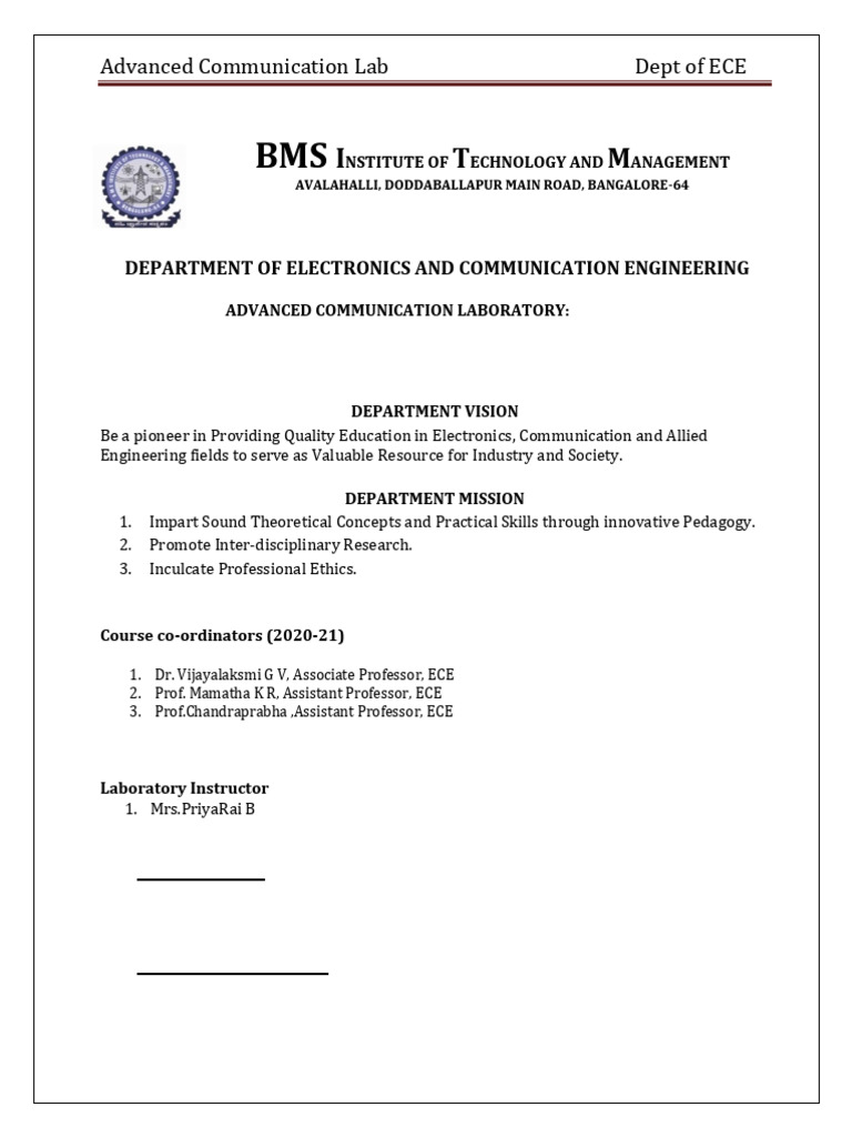 Advanced Communication Lab - 17ECL67 | PDF | Modulation | Antenna (Radio)