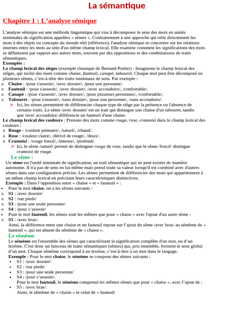 Analyse sémique et sèmes linguistiques | PDF | Métaphore | Sémantique