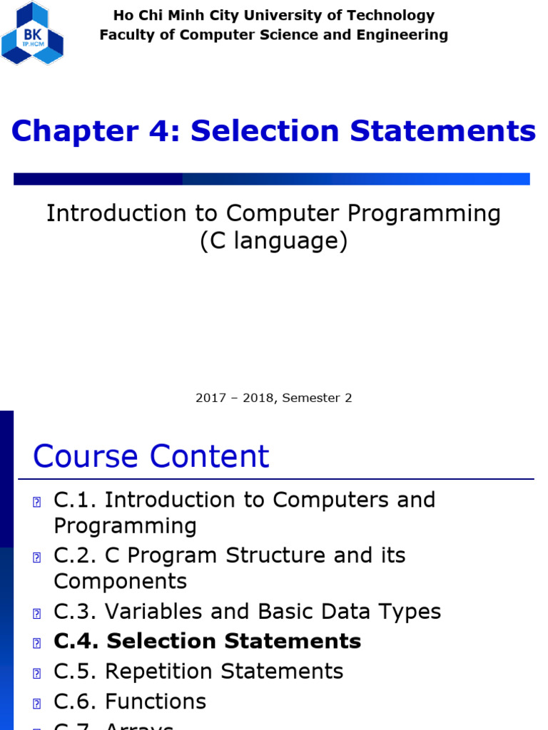 CO1003 - Chapter 4 - Selection Statements | PDF | C (Programming ...