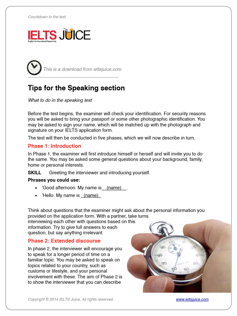 Tips For The Speaking Section | PDF | International English Language ...