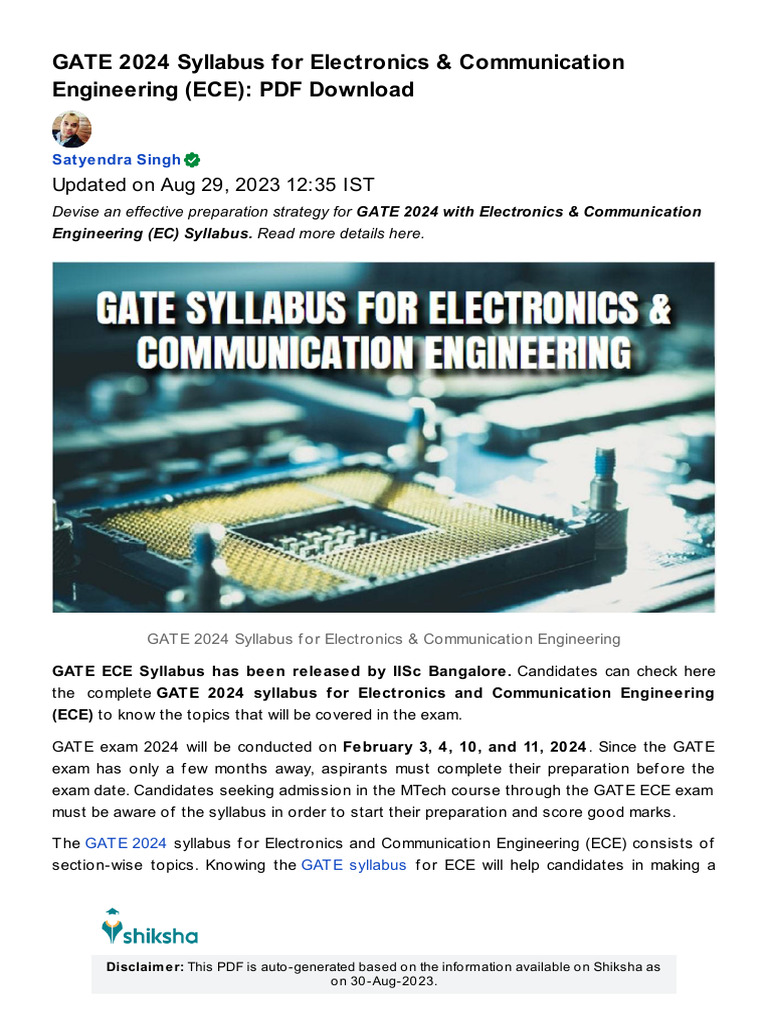 GATE Syllabus2024 | PDF | Integral | Vector Space