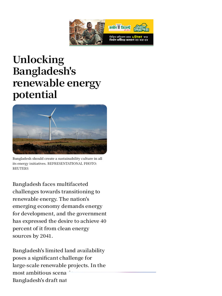 Unlocking Bangladesh's Renewable Energy Potential - Daily Star | PDF ...