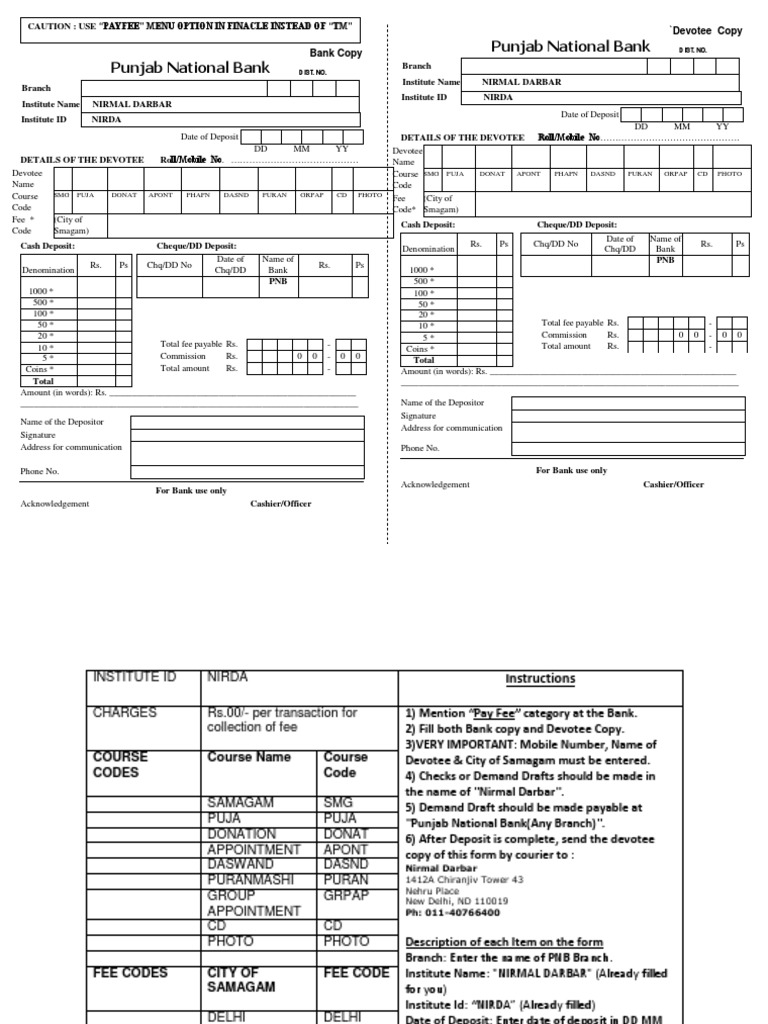 PNB Demand Draft and Cheque Form Guide | PDF | Cheque | Financial ...