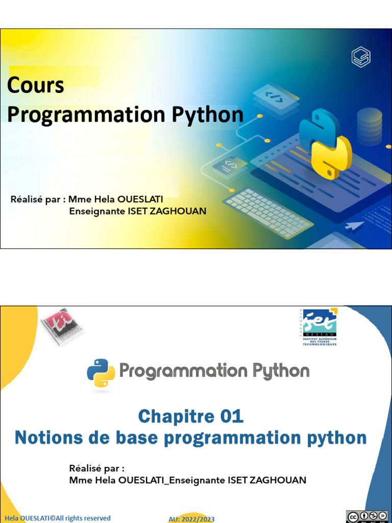 01 Chapitre 01 Programmation Python | PDF | Python (Langage de ...