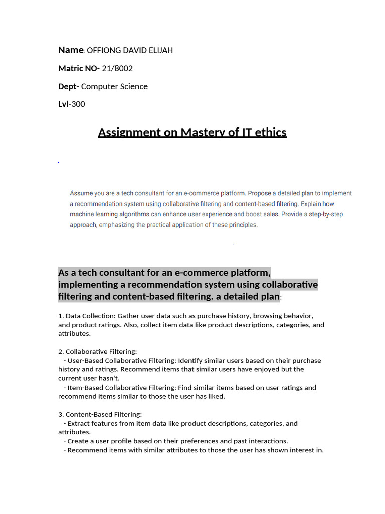 Assignment On Mastery of IT Ethics | PDF | Computing | Information Science