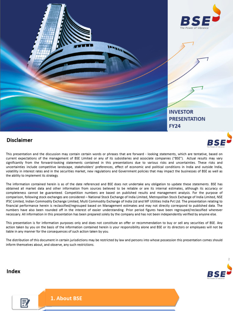 BSE FY24 Investor Presentation | PDF | Derivative (Finance) | Bonds ...