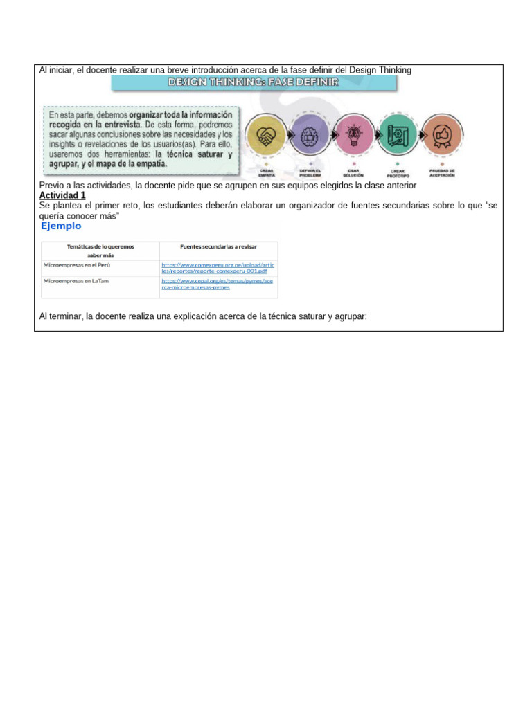Fase Definir en Design Thinking | PDF | Evaluación | Cognición