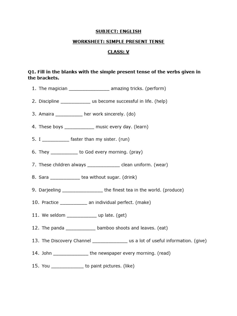 Worksheet 1 TENSES | PDF | Grammar | Linguistic Morphology