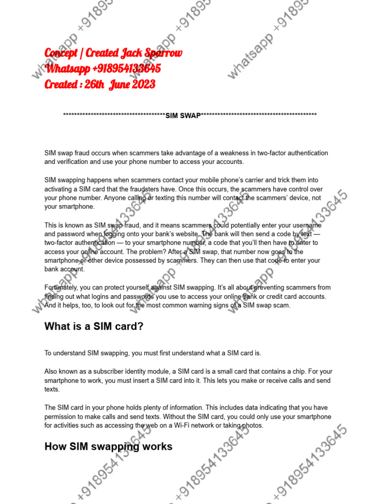 Sim Swap June 2023 Important Pdf Cyberspace Cybercrime