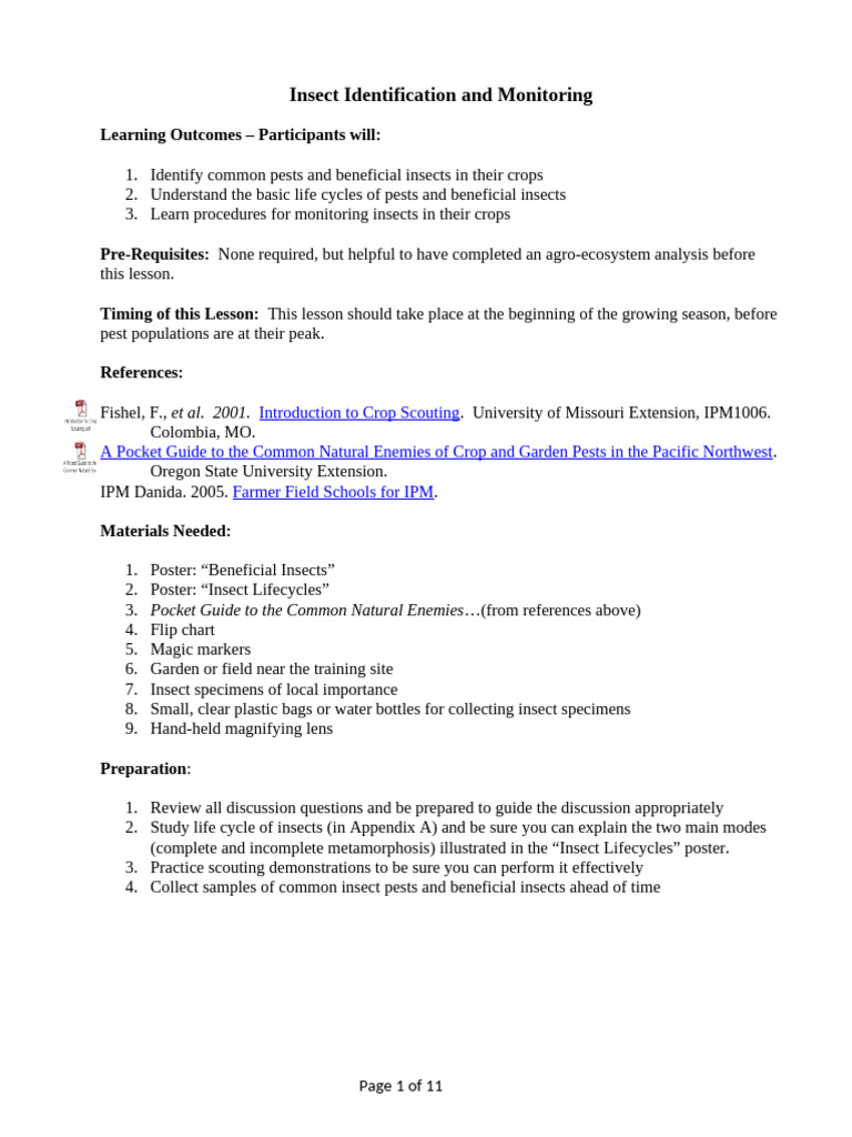 Insect Identification and Monitoring Guide | PDF | Insects | Pupa