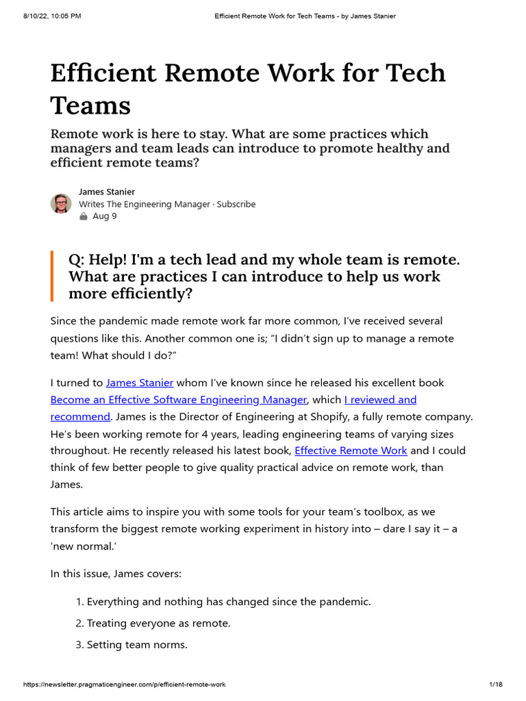 Remote Work Strategies for Tech Teams | PDF | Communication