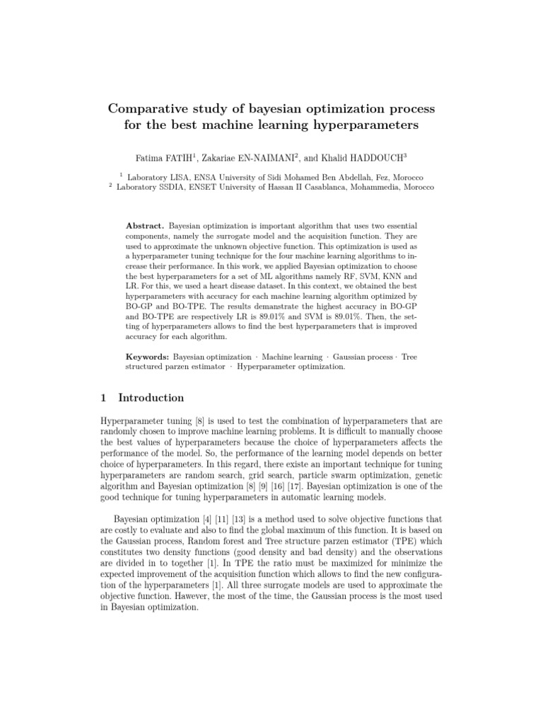 Comparative Study of Bayesian Optimization Process For The Best Machine ...