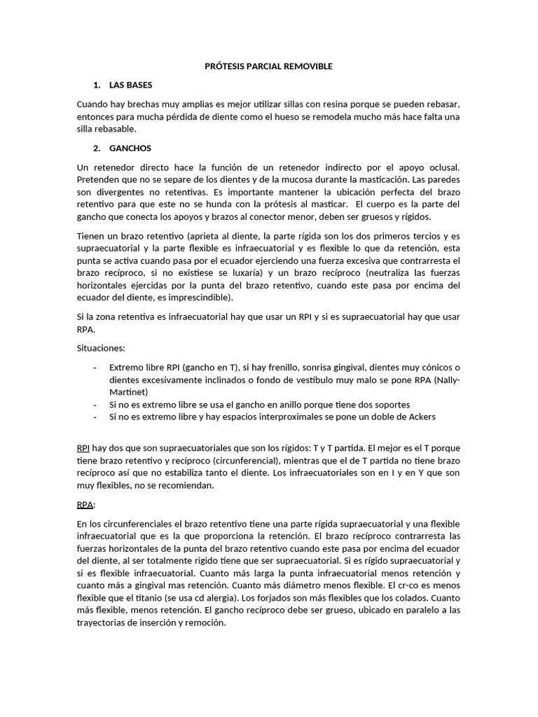 Prótesis Parcial Removible | PDF | Boca | Ramas de Odontología