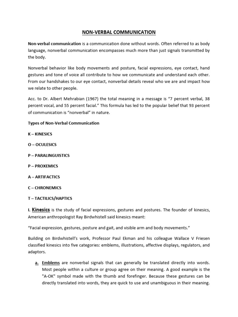 Understanding Nonverbal Communication | PDF | Nonverbal Communication ...