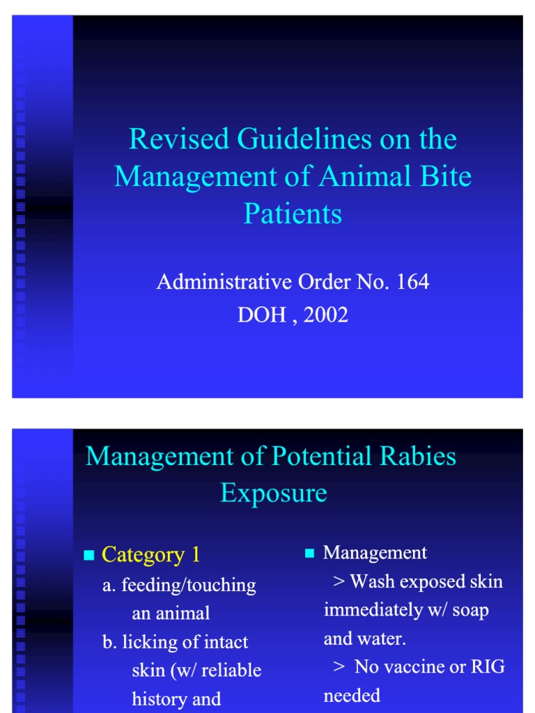 Revised Guidelines on the Management of Animal Bite Rabies