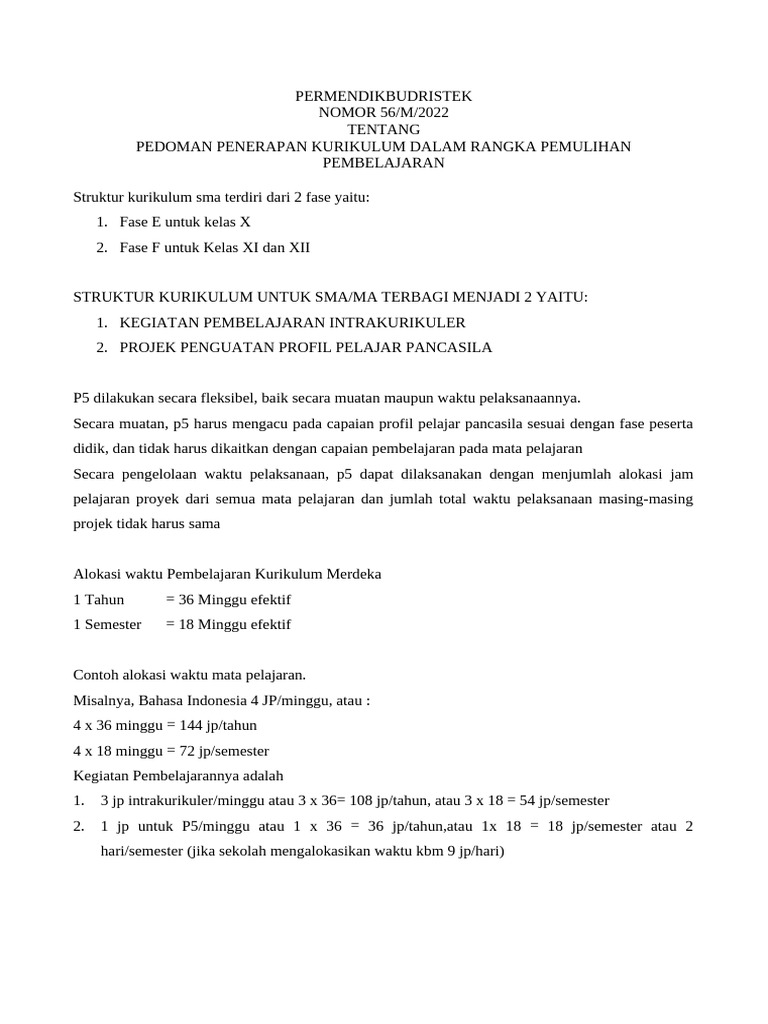 Struktur Kurikulum Merdeka SMA 2022 | PDF | Kajian Bahasa Asing