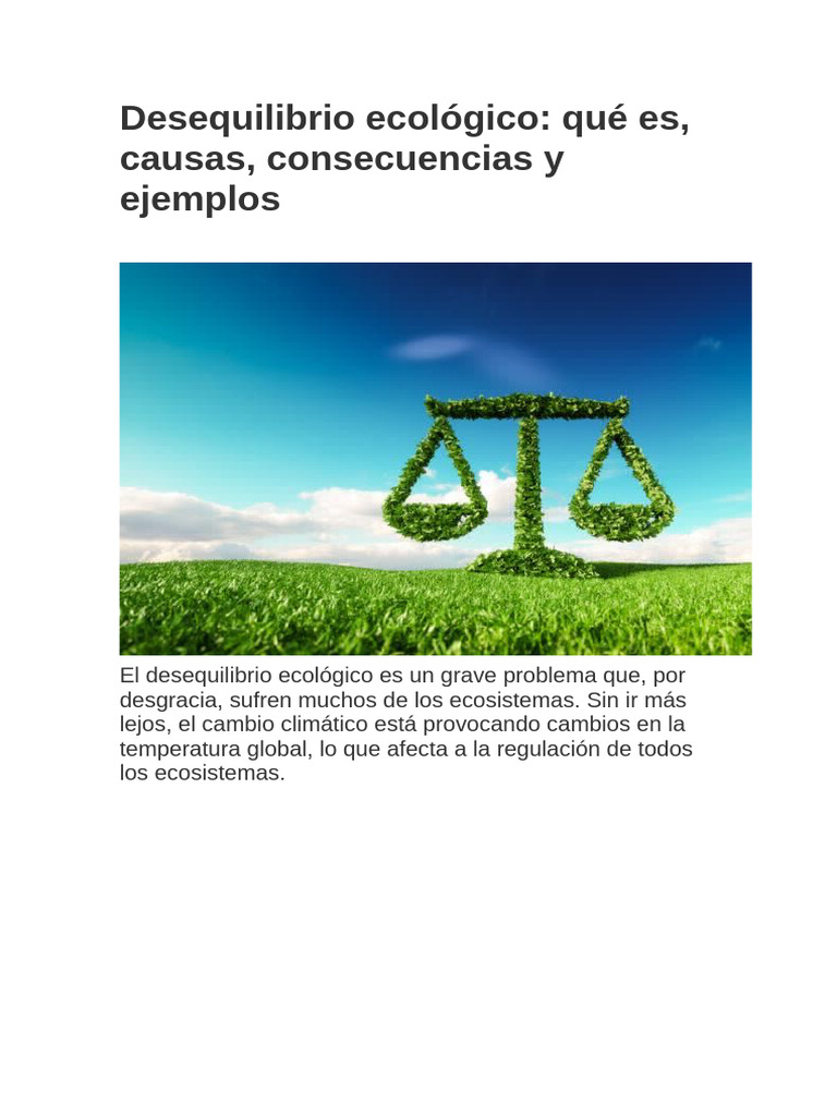 Causas y consecuencias del desequilibrio ecológico | PDF | Ecología ...