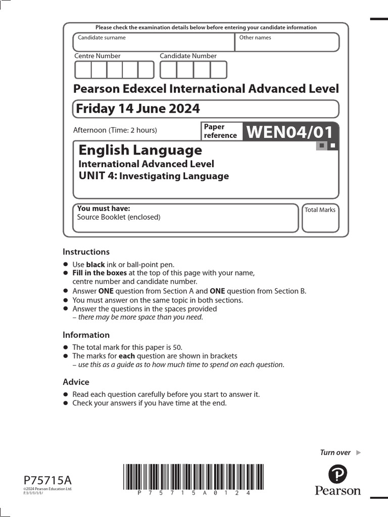 English Language: Friday 14 June 2024 | PDF | Linguistics | Human ...