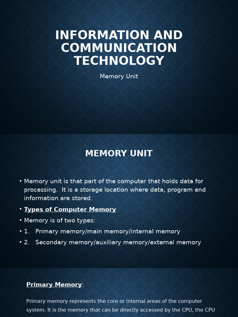 Memory Unit | PDF | Random Access Memory | Computer Data Storage