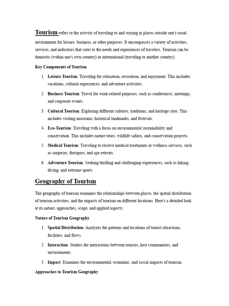 Tourism Geograpphy Pdf Tourism Sustainability