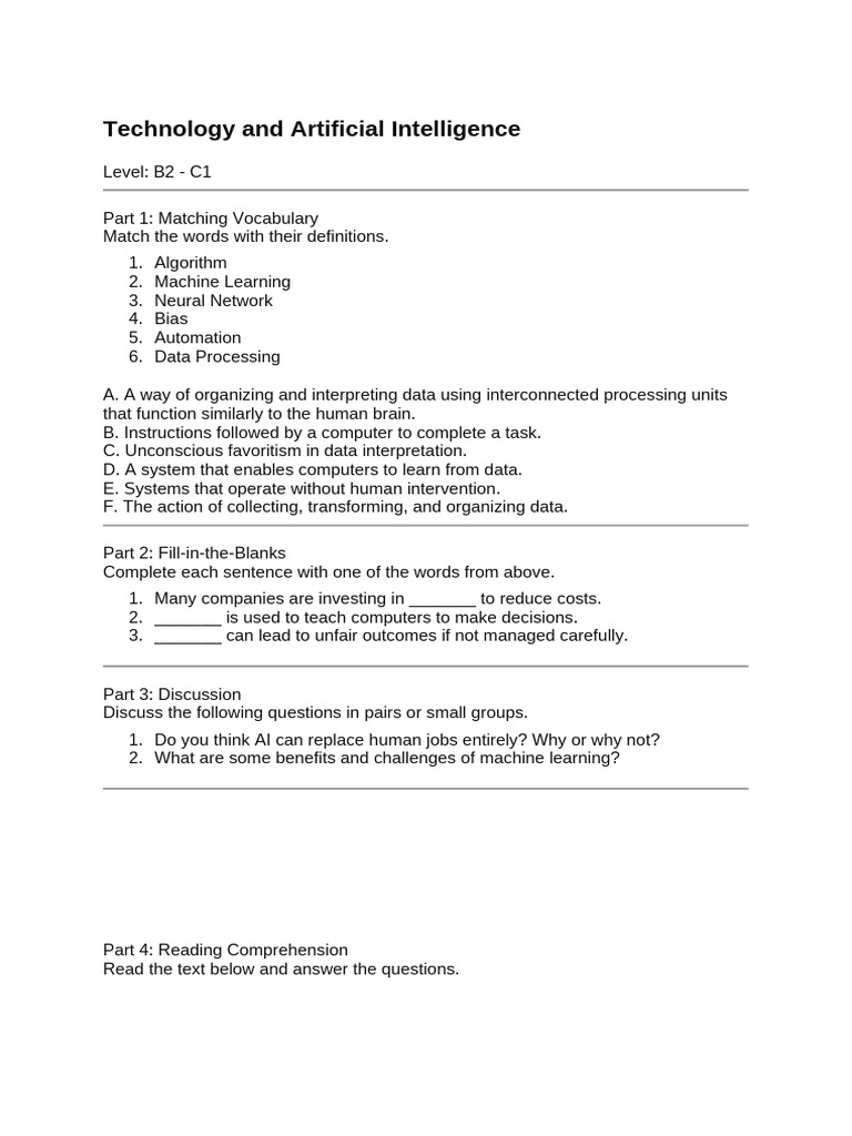 Ai Vocabulary And Discussion Guide Pdf Computers