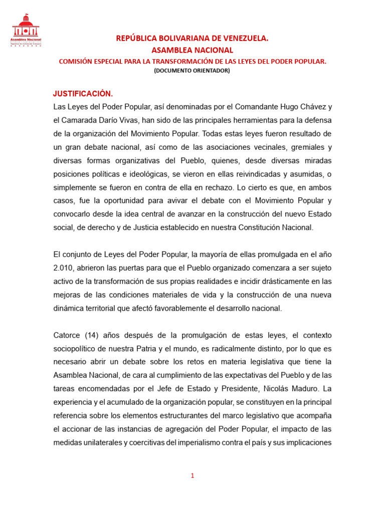 Transformación de las Leyes del Poder Popular | PDF | Democracia ...