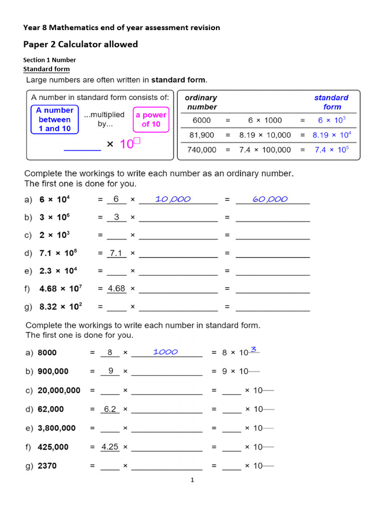 Year 8 End of Year Paper 2 Calculator Assessment | PDF | Area | Geometry