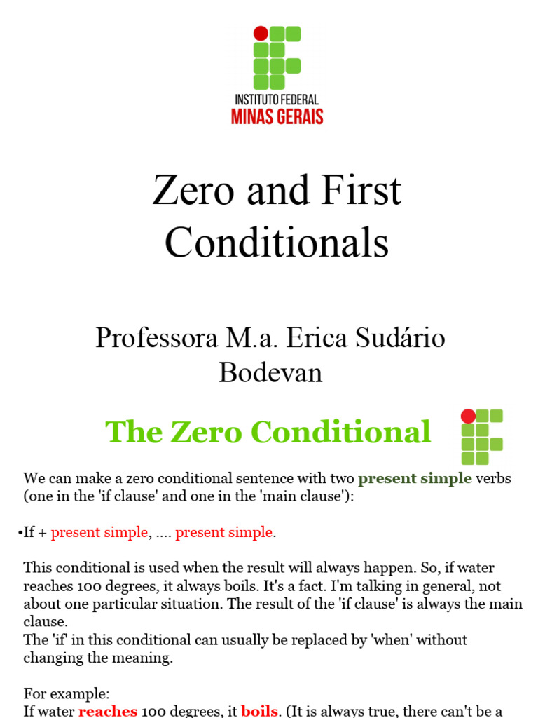 Zero and First Conditionals Explained | PDF | Linguistic Morphology ...