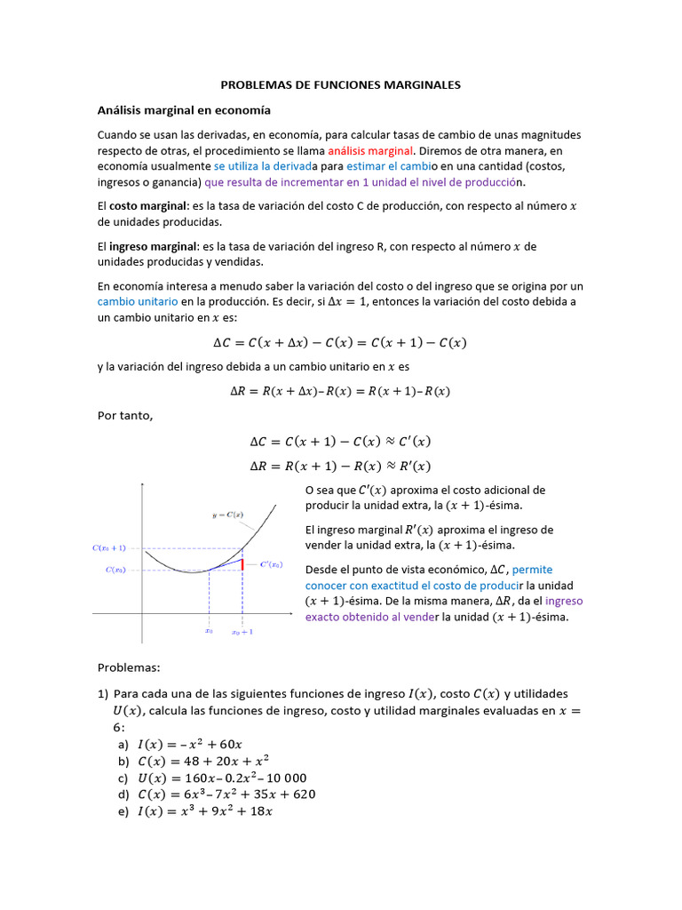 Análisis de Funciones Marginales en Economía | PDF | Utilidad marginal ...