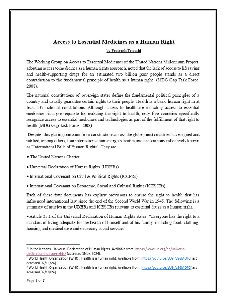 Access To Essential Medicines As A Human Right | PDF | Human Rights ...